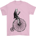 Cycling a Frog Riding a Penny Farthing Mens T-Shirt Cotton Gildan Light Pink