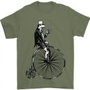 Cycling a Frog Riding a Penny Farthing Mens T-Shirt Cotton Gildan Military Green