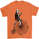 Cycling a Frog Riding a Penny Farthing Mens T-Shirt Cotton Gildan Orange