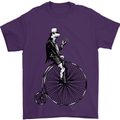 Cycling a Frog Riding a Penny Farthing Mens T-Shirt Cotton Gildan Purple