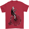 Cycling a Frog Riding a Penny Farthing Mens T-Shirt Cotton Gildan Red