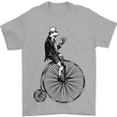Cycling a Frog Riding a Penny Farthing Mens T-Shirt Cotton Gildan Sports Grey