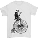 Cycling a Frog Riding a Penny Farthing Mens T-Shirt Cotton Gildan White