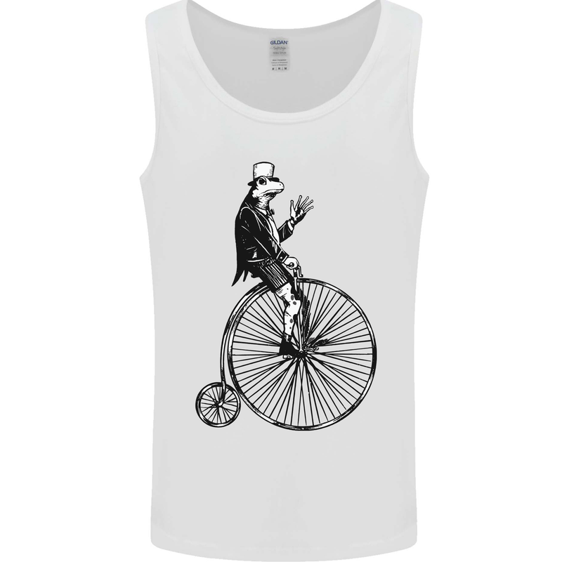 Cycling a Frog Riding a Penny Farthing Mens Vest Tank Top White