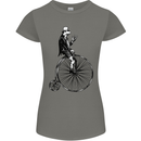 Cycling a Frog Riding a Penny Farthing Womens Petite Cut T-Shirt Charcoal