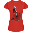 Cycling a Frog Riding a Penny Farthing Womens Petite Cut T-Shirt Red