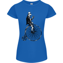 Cycling a Frog Riding a Penny Farthing Womens Petite Cut T-Shirt Royal Blue