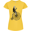 Cycling a Frog Riding a Penny Farthing Womens Petite Cut T-Shirt Yellow
