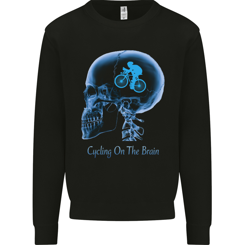 Cycling on the Brain Cyclist Bicycle Bike Kids Sweatshirt Jumper Black