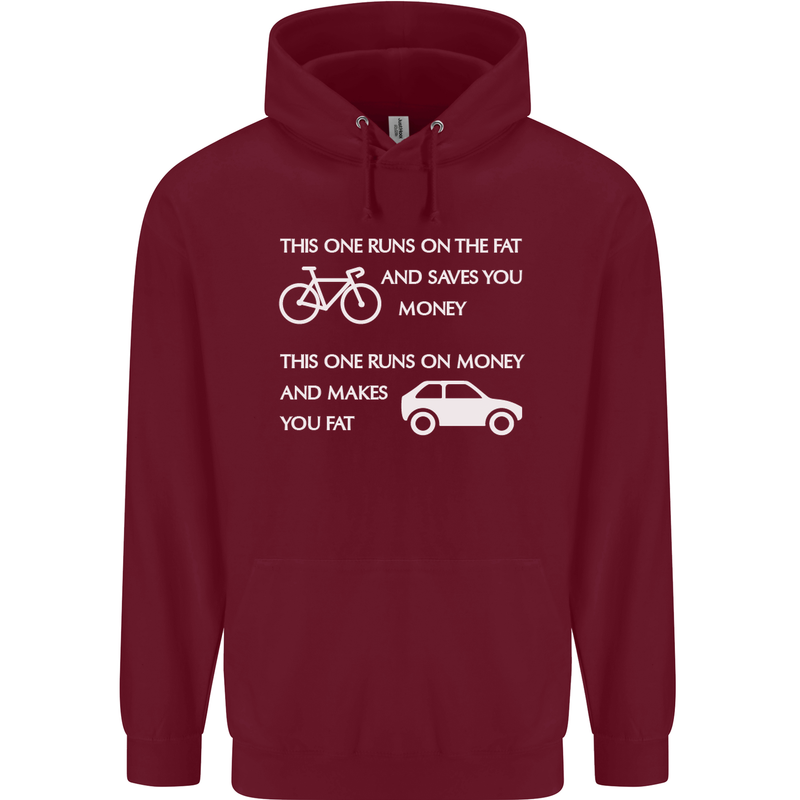 Cycling v's Cars Cyclist Environment Funny Childrens Kids Hoodie Maroon