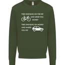 Cycling v's Cars Cyclist Environment Funny Kids Sweatshirt Jumper Forest Green