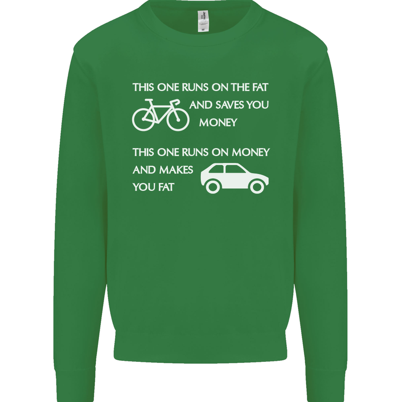 Cycling v's Cars Cyclist Environment Funny Kids Sweatshirt Jumper Irish Green