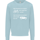 Cycling v's Cars Cyclist Environment Funny Kids Sweatshirt Jumper Light Blue