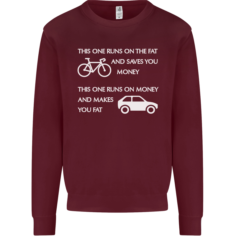 Cycling v's Cars Cyclist Environment Funny Kids Sweatshirt Jumper Maroon