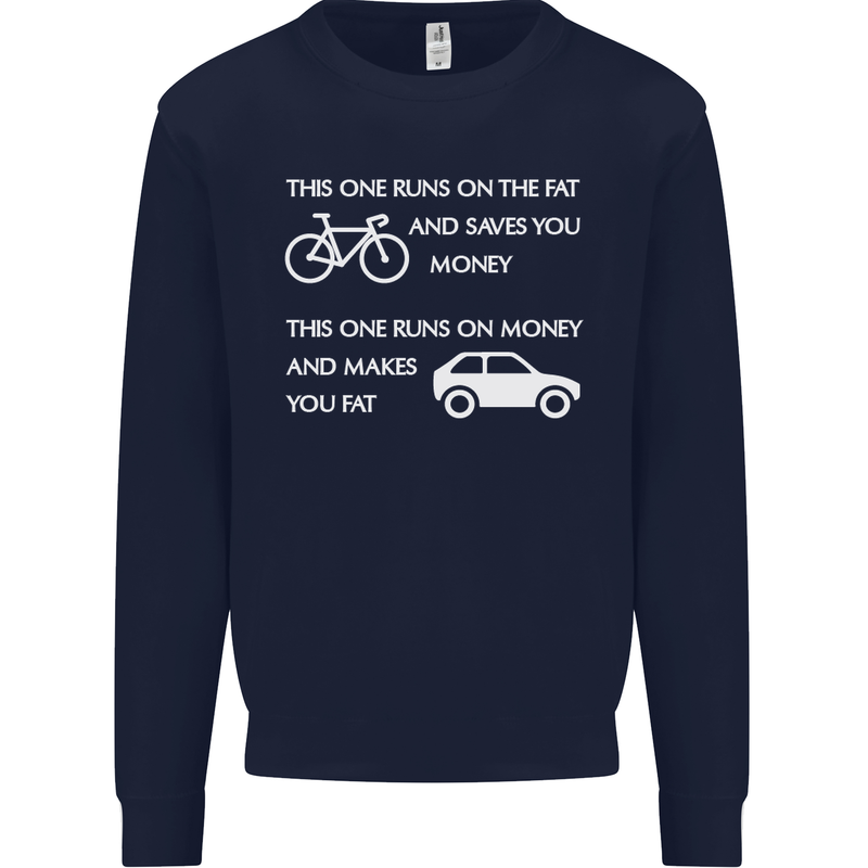 Cycling v's Cars Cyclist Environment Funny Kids Sweatshirt Jumper Navy Blue