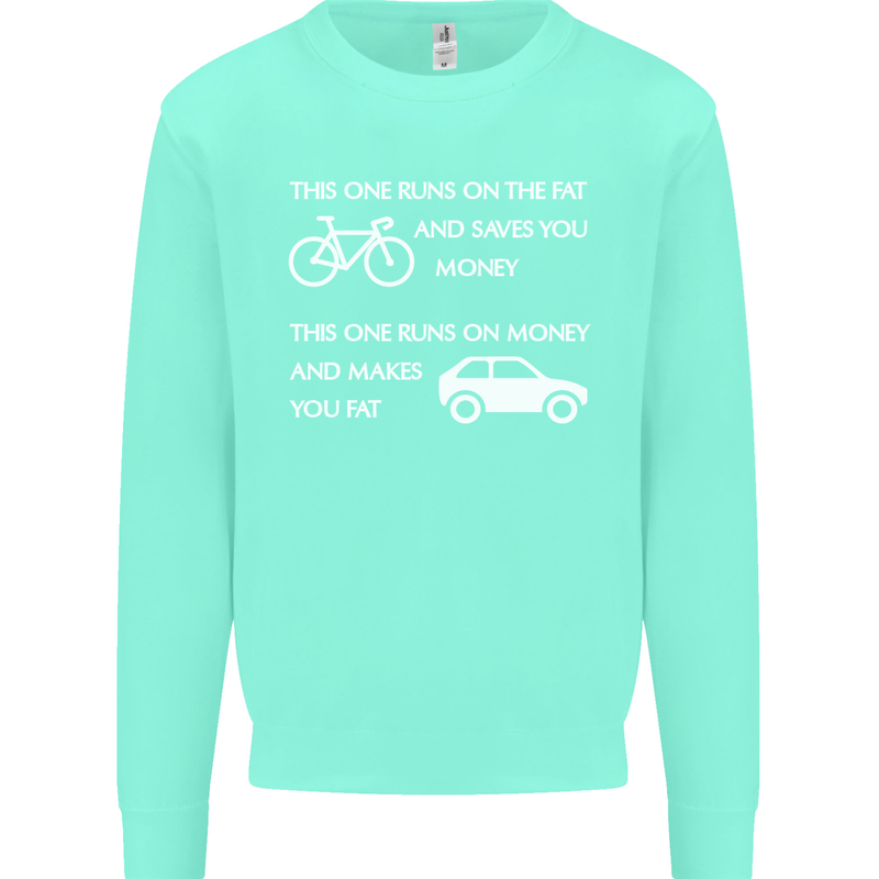 Cycling v's Cars Cyclist Environment Funny Kids Sweatshirt Jumper Peppermint