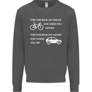 Cycling v's Cars Cyclist Environment Funny Kids Sweatshirt Jumper Storm Grey