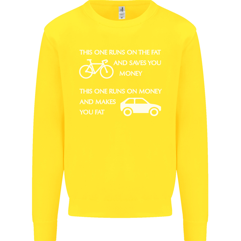 Cycling v's Cars Cyclist Environment Funny Kids Sweatshirt Jumper Yellow