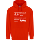 Cycling v's Cars Cyclist Environment Funny Mens 80% Cotton Hoodie Bright Red