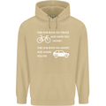 Cycling v's Cars Cyclist Environment Funny Mens 80% Cotton Hoodie Sand