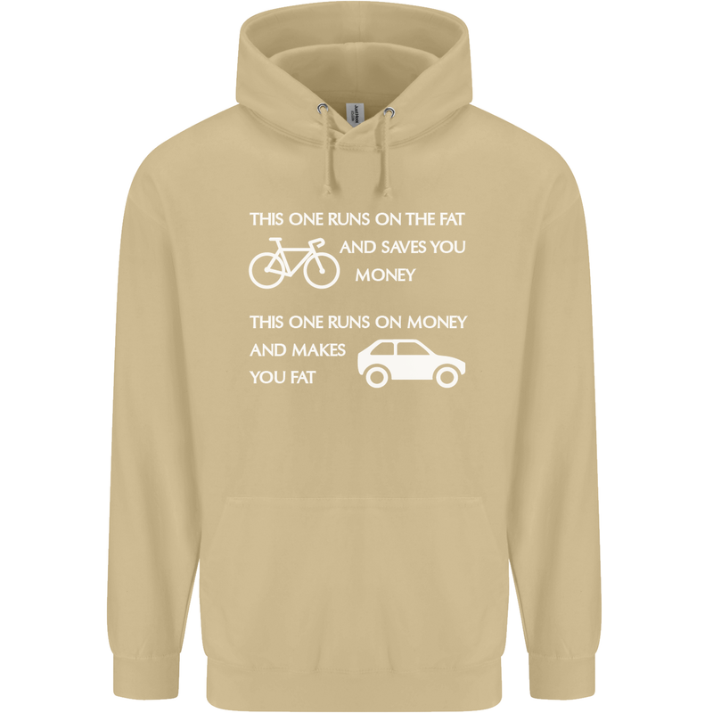 Cycling v's Cars Cyclist Environment Funny Mens 80% Cotton Hoodie Sand