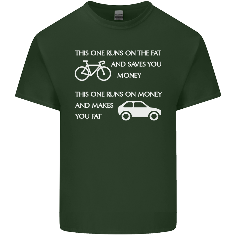 Cycling v's Cars Cyclist Environment Funny Mens Cotton T-Shirt Tee Top Forest Green