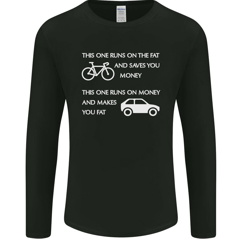 Cycling v's Cars Cyclist Environment Funny Mens Long Sleeve T-Shirt Black