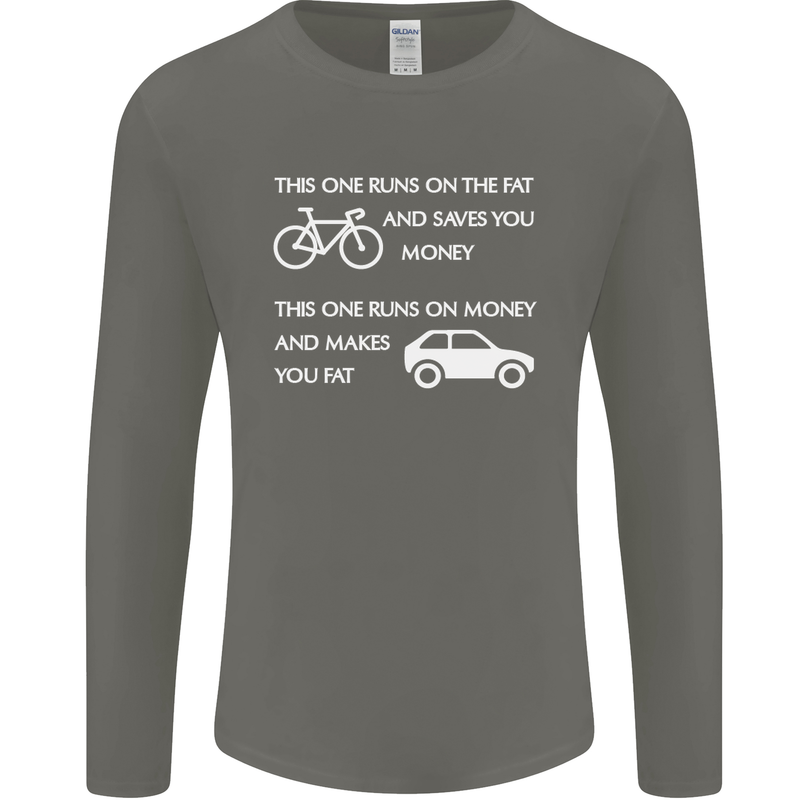 Cycling v's Cars Cyclist Environment Funny Mens Long Sleeve T-Shirt Charcoal
