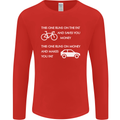 Cycling v's Cars Cyclist Environment Funny Mens Long Sleeve T-Shirt Red