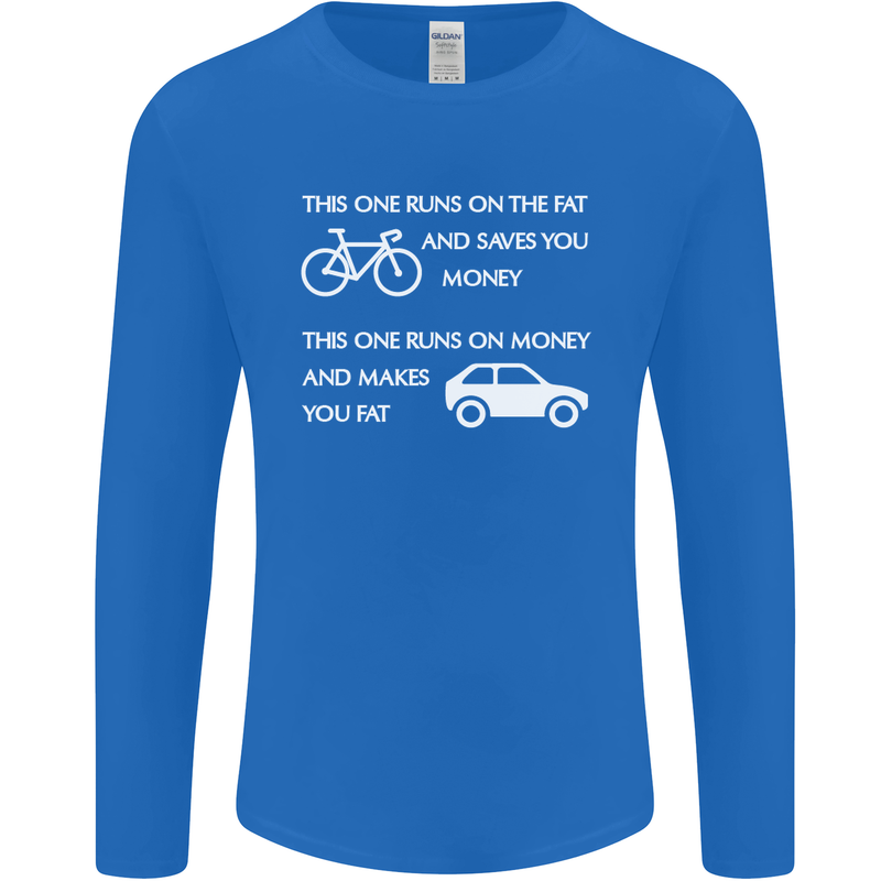 Cycling v's Cars Cyclist Environment Funny Mens Long Sleeve T-Shirt Royal Blue