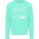 Cycling v's Cars Cyclist Environment Funny Mens Sweatshirt Jumper Peppermint