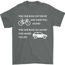 Cycling v's Cars Cyclist Environment Funny Mens T-Shirt Cotton Gildan Charcoal