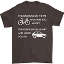 Cycling v's Cars Cyclist Environment Funny Mens T-Shirt Cotton Gildan Dark Chocolate
