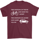 Cycling v's Cars Cyclist Environment Funny Mens T-Shirt Cotton Gildan Maroon