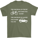 Cycling v's Cars Cyclist Environment Funny Mens T-Shirt Cotton Gildan Military Green