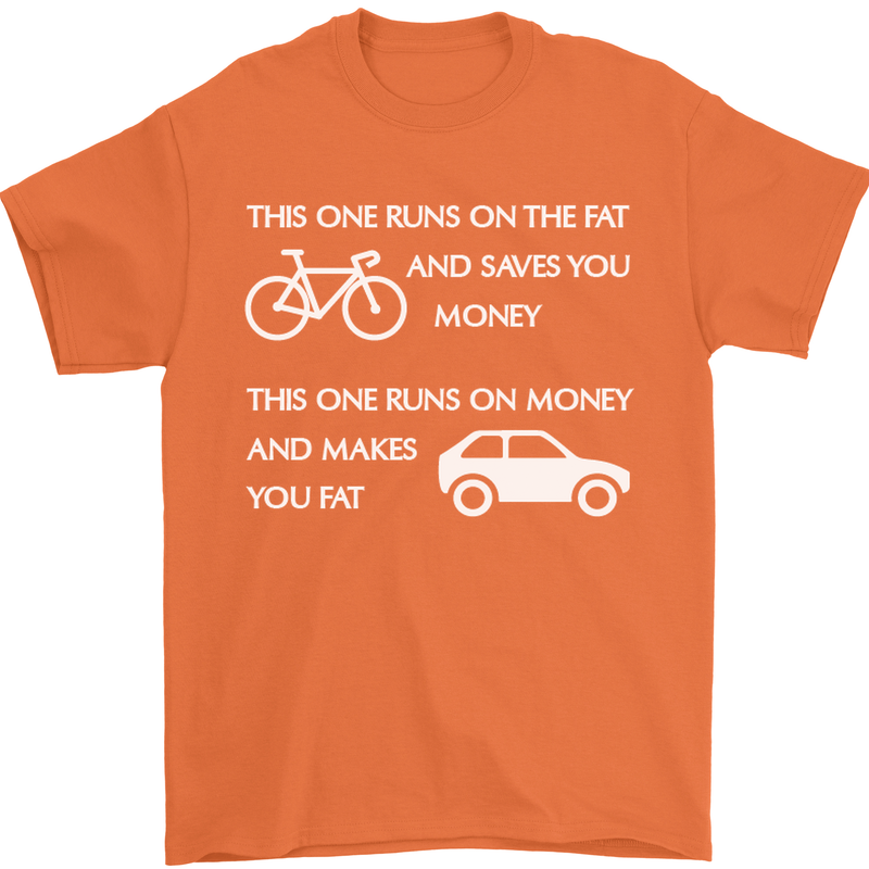 Cycling v's Cars Cyclist Environment Funny Mens T-Shirt Cotton Gildan Orange