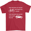 Cycling v's Cars Cyclist Environment Funny Mens T-Shirt Cotton Gildan Red