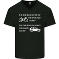 Cycling v's Cars Cyclist Environment Funny Mens V-Neck Cotton T-Shirt Black
