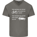 Cycling v's Cars Cyclist Environment Funny Mens V-Neck Cotton T-Shirt Charcoal