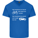 Cycling v's Cars Cyclist Environment Funny Mens V-Neck Cotton T-Shirt Royal Blue