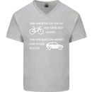 Cycling v's Cars Cyclist Environment Funny Mens V-Neck Cotton T-Shirt Sports Grey