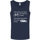 Cycling v's Cars Cyclist Environment Funny Mens Vest Tank Top Navy Blue