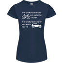 Cycling v's Cars Cyclist Environment Funny Womens Petite Cut T-Shirt Navy Blue