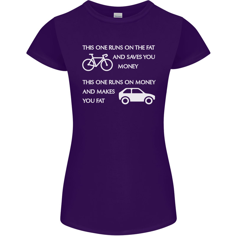 Cycling v's Cars Cyclist Environment Funny Womens Petite Cut T-Shirt Purple