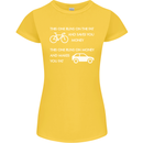 Cycling v's Cars Cyclist Environment Funny Womens Petite Cut T-Shirt Yellow