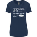 Cycling v's Cars Cyclist Environment Funny Womens Wider Cut T-Shirt Navy Blue