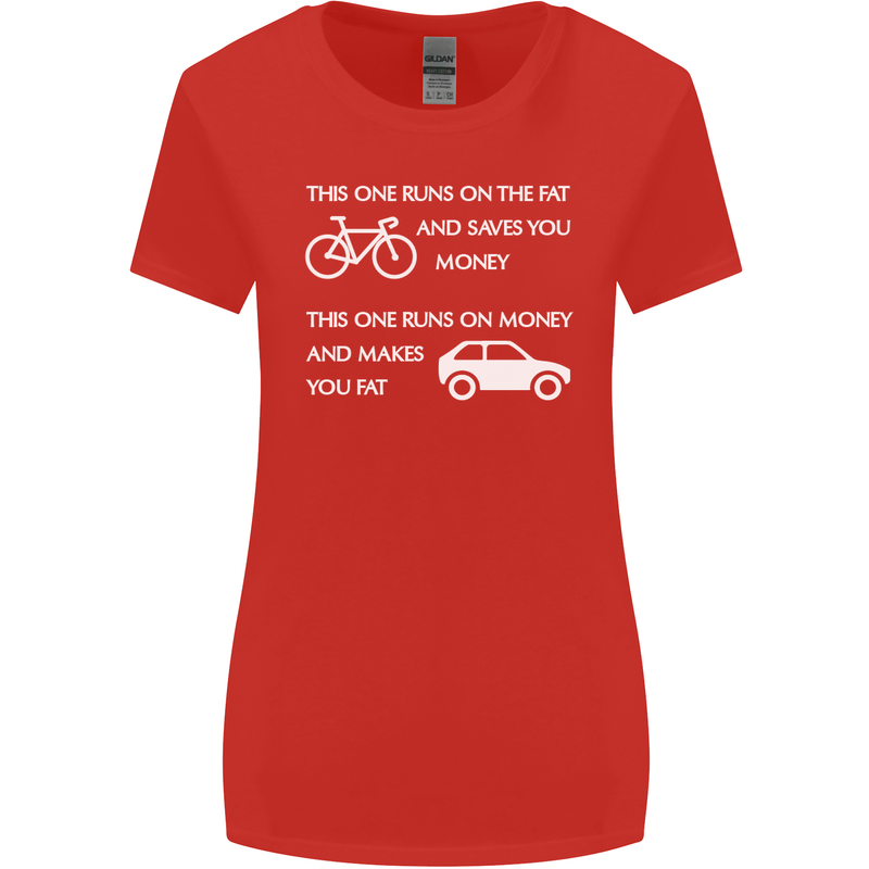 Cycling v's Cars Cyclist Environment Funny Womens Wider Cut T-Shirt Red