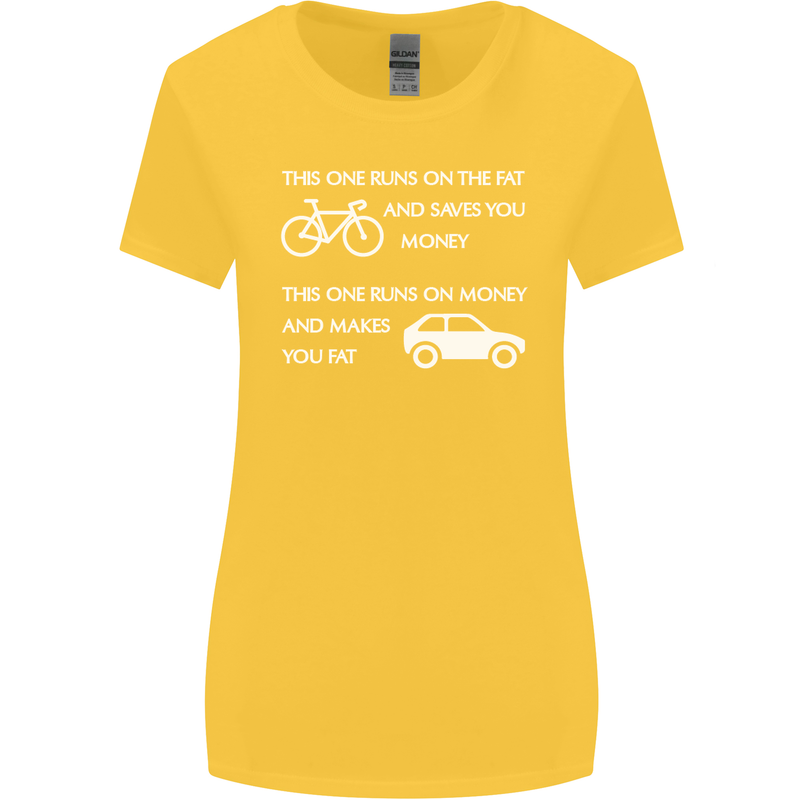 Cycling v's Cars Cyclist Environment Funny Womens Wider Cut T-Shirt Yellow