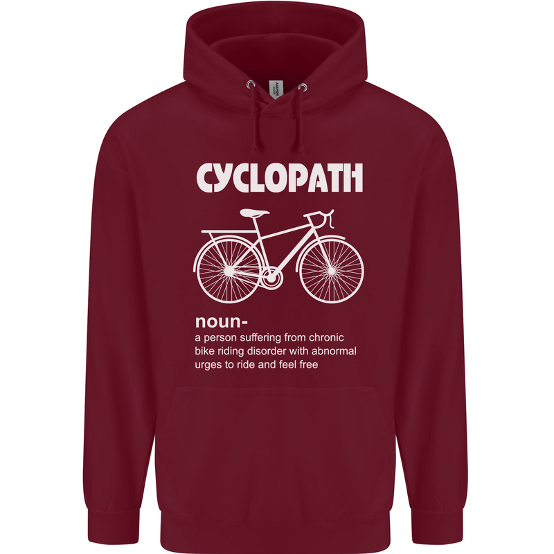Cyclopath Funny Cycling Bicycle Cyclist Mens 80% Cotton Hoodie Maroon