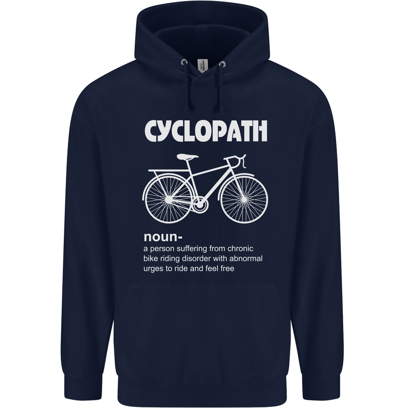 Cyclopath Funny Cycling Bicycle Cyclist Mens 80% Cotton Hoodie Navy Blue